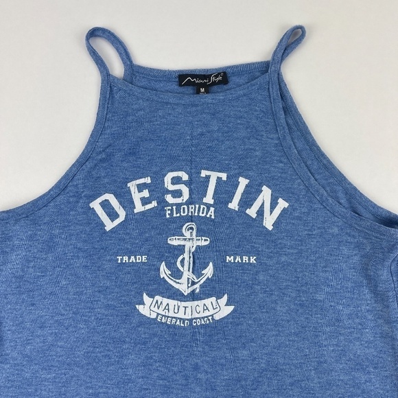 Miami Style Tank Top Girls Medium Blue Destin Florida - Picture 3 of 6